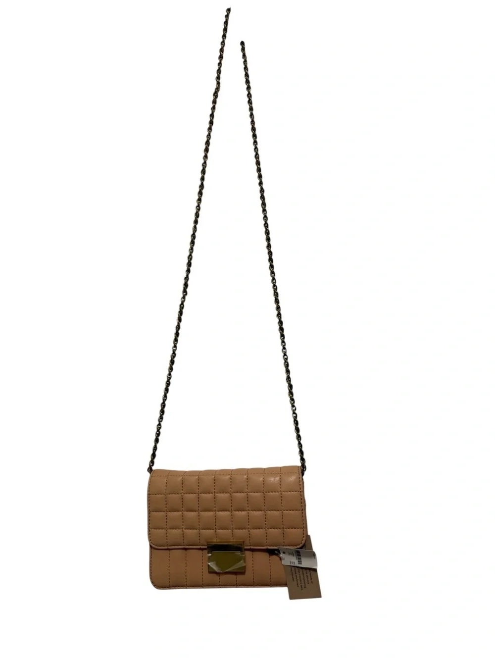 J.Crew Leather quilted crossbody  Shoulder Bag in Tan. Chain straps new + tag